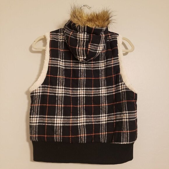 Michael F. plaid vest faux fur size L - Picture 3 of 9